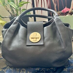 Kate Spade Handbag Leather Tote Black Large Satchel ShoulderBag Purse W-12" H-8.